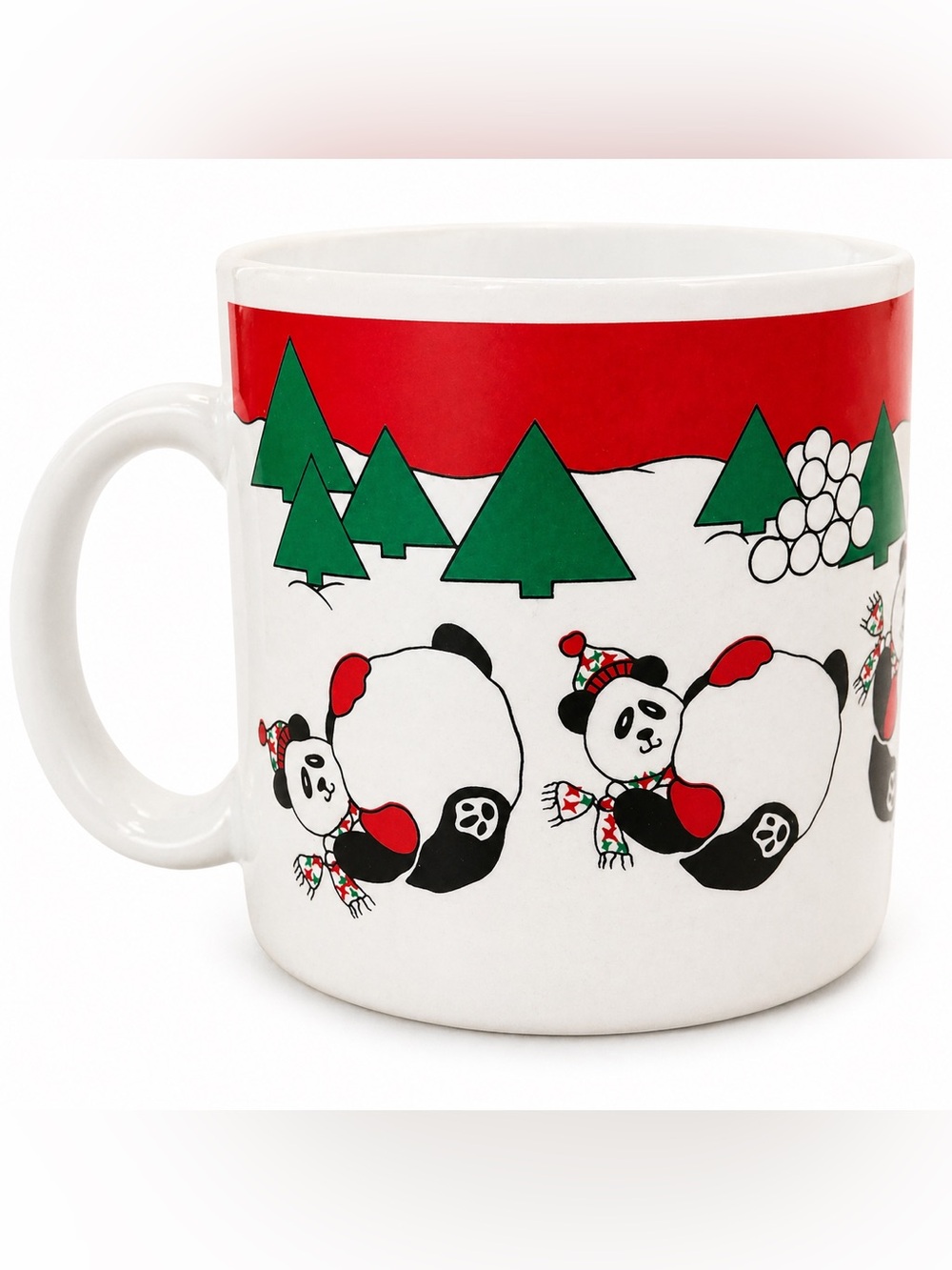 Vintage 1986 Christmas Panda Mug Retro Kitsch Holiday Cute Korea
